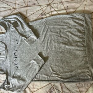 Charlotte Russe Heather Gray Text Long Sleeve Top